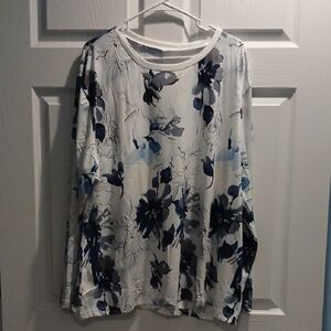 Navy Floral Women's Blouse